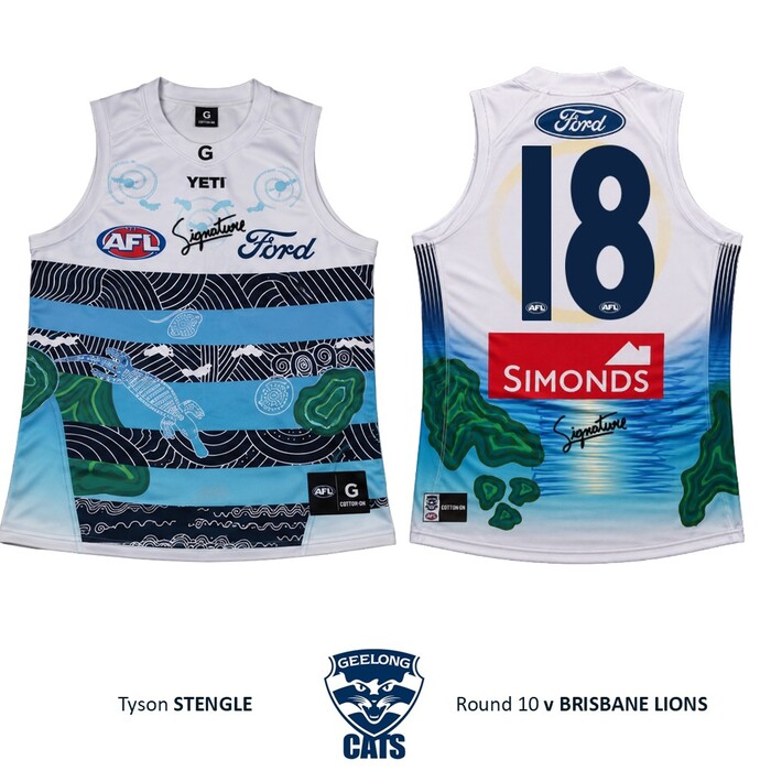 Photo of Tyson Stengle #18 Geelong Cats 2026 First Nations Clash Guernsey *Unsigned*