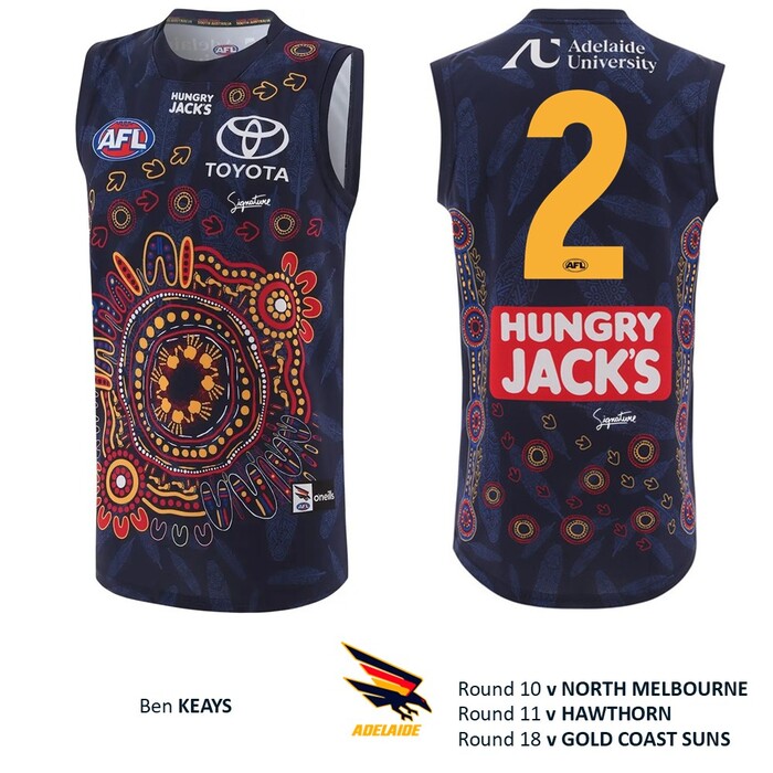 Photo of Ben Keays #2 Adelaide Crows 2026 First Nations Guernsey