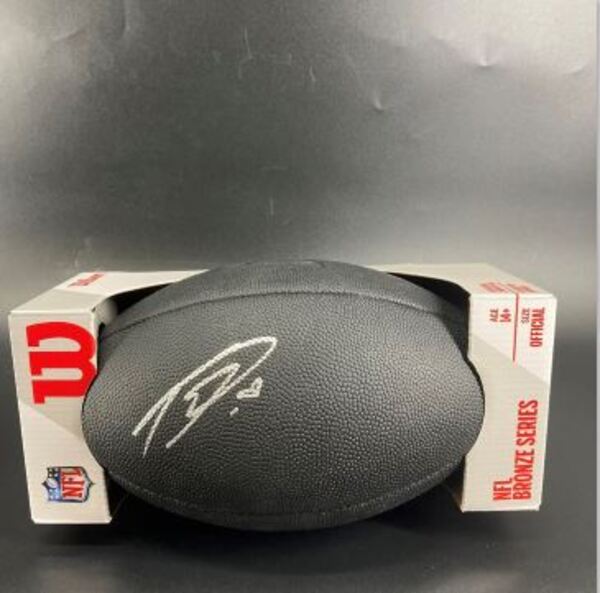 NFL - Panthers Trevor Etienne Signed Black Composite Silver Series Football