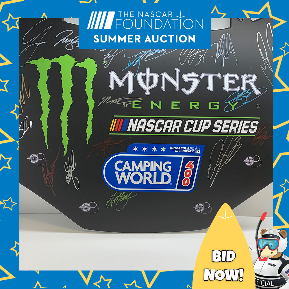 MENCS Autographed Camping World 400 replica hood from Chicagoland!