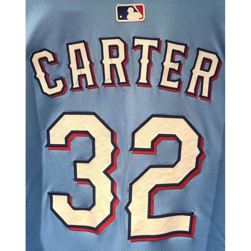 Evan Carter #32 Texas Rangers Game-Used 2025 Light Blue Alternate
