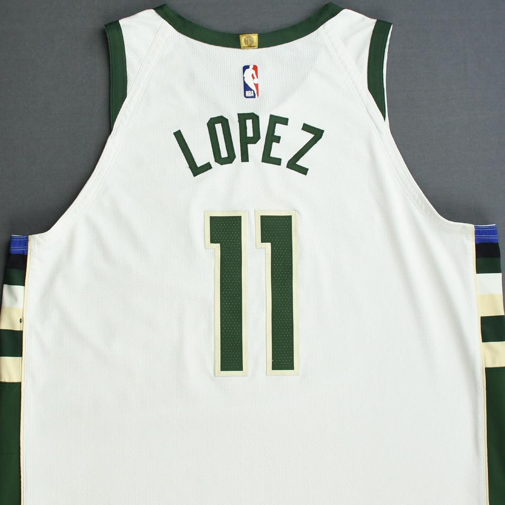 Brook Lopez Milwaukee Bucks Game Worn Association Edition Jersey 2019 Playoffs NBA Auctions