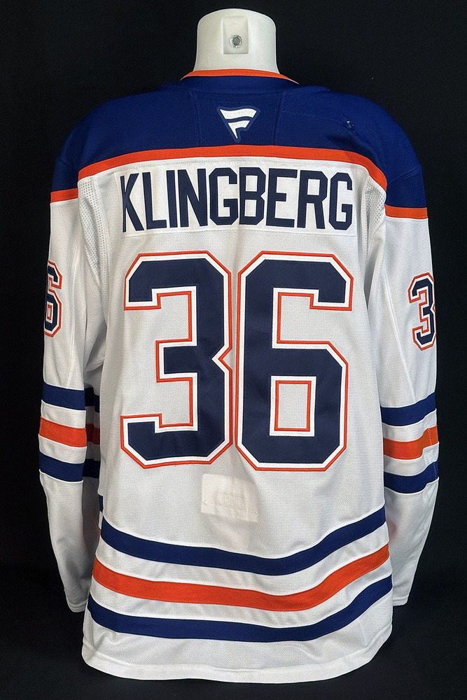 John Klingberg #36 - 2025 Western Conference Final Edmonton Oilers Game-Worn White Play-off Set #2 Jersey - Worn For 3 Games vs Dallas Stars (Game #1, 2 & 5)