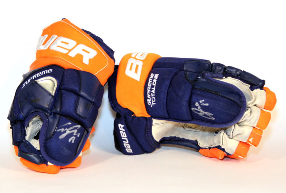 Ales Hemsky #83 - Autographed 2013-14 Edmonton Oilers Game Worn Bauer Hockey Gloves