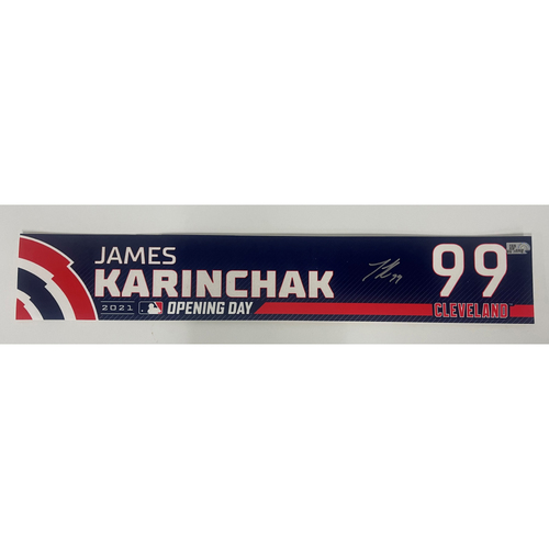 Game-Used Locker Name Plate-Opening Day 4/5/2021, Autographed - James Karinchak #99