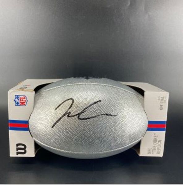 NFL - Broncos Jonah Coleman Signed Silver Composite Football