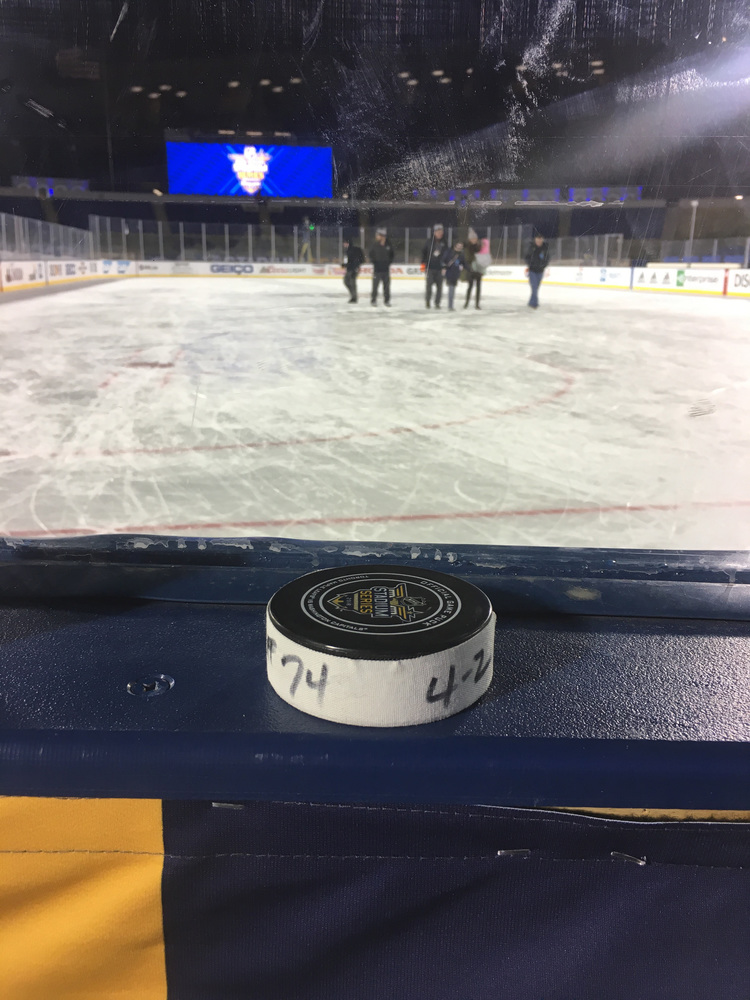 John Carlson Washington Capitals Game-Used Goal Puck from the 2018 Stadium Series on March 3, 2018 vs. Toronto Maple Leafs