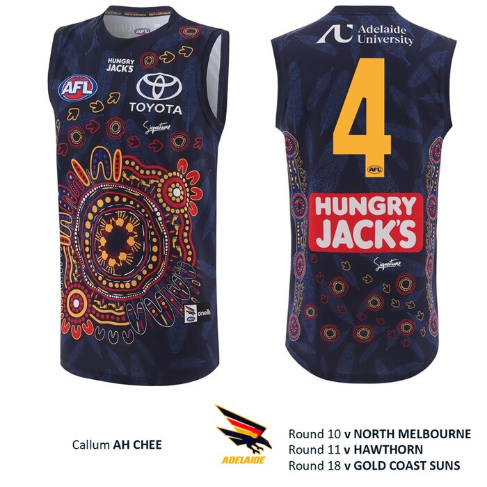 Photo of Callum Ah Chee #4 Adelaide Crows 2026 First Nations Guernsey
