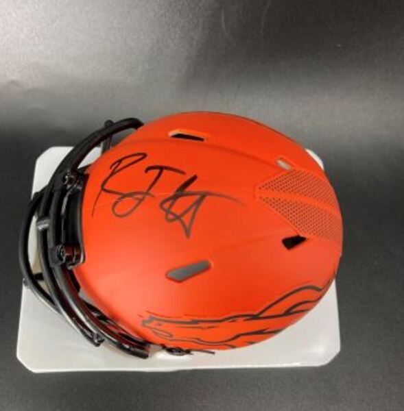 NFL - Broncos RJ Harvey Signed Rave Mini Helmet
