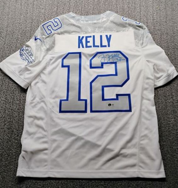 HOF - Bills Jim Kelly Signed Replica Rivalry Jersey (Small)
