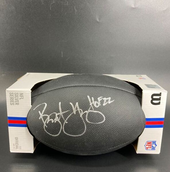 HOF - 49ers Bryant Young Signed Black Metallic Football with 49ers Logo