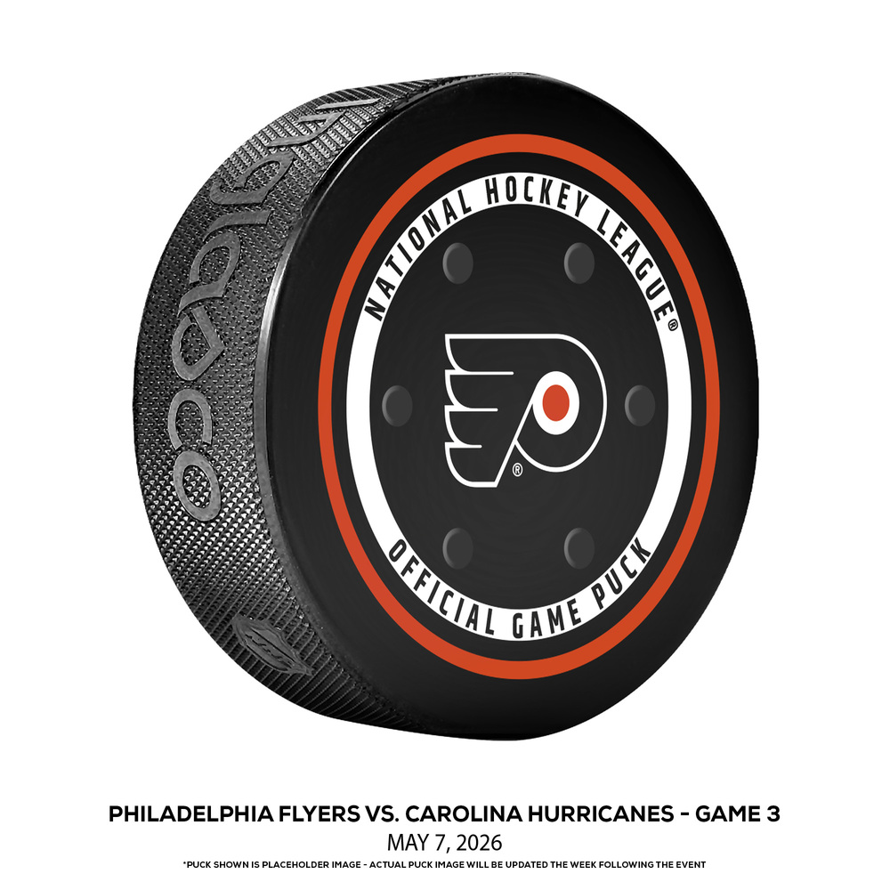 Carolina Hurricanes vs. Philadelphia Flyers Game-Used Puck from Game 3 of the Second Round of the 2026 Stanley Cup Playoffs on May 7, 2026