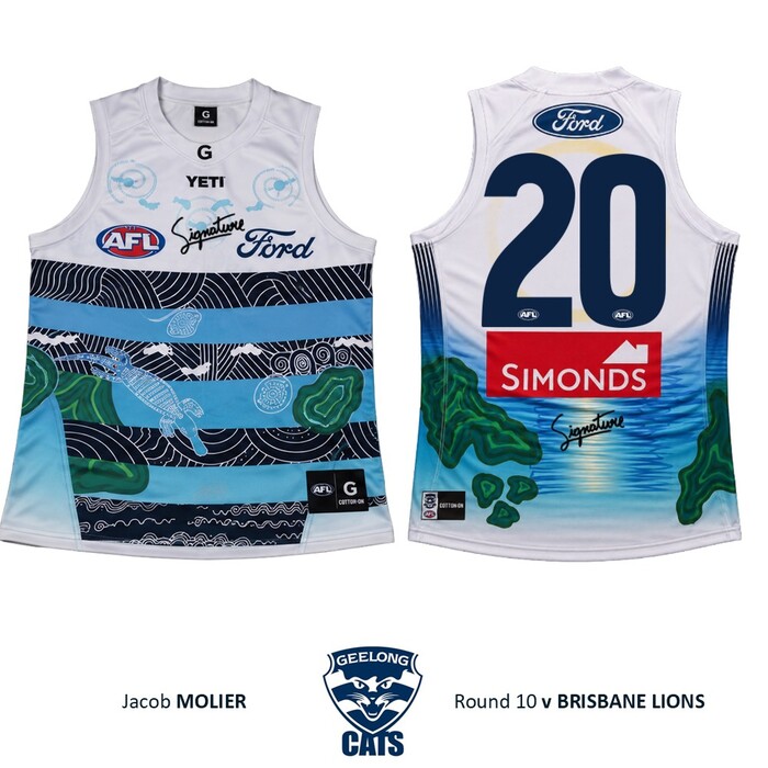 Photo of Jacob Molier #20 Geelong Cats 2026 First Nations Clash Guernsey