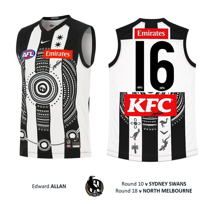 Photo of Edward Allan #16 Collingwood 2026 Indigenous Match-Worn Guernsey