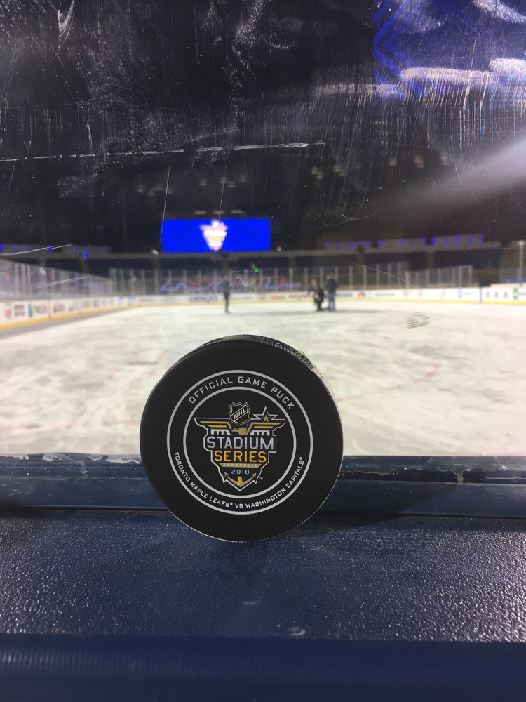 Washington Capitals vs. Toronto Maple Leafs 2018 NHL Stadium Series Game-Used Puck - Used During Third Period