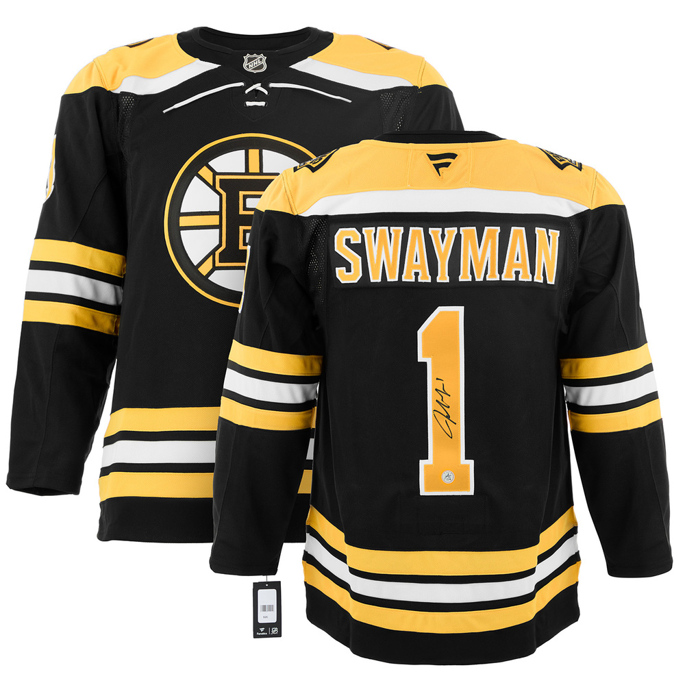 Jeremy Swayman Autographed Boston Bruins Fanatics Premium Jersey