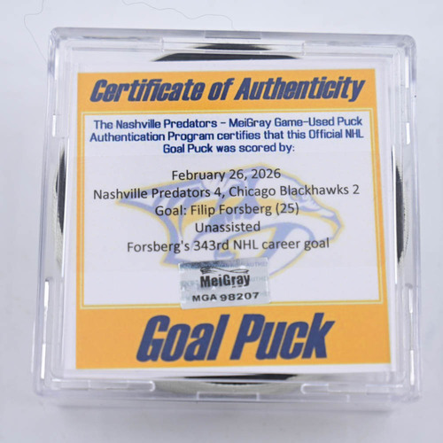 Image of Forsberg, Filip - Nashville Predators - February 26, 2026 vs. Chicago Blackhawks (Predators Logo)