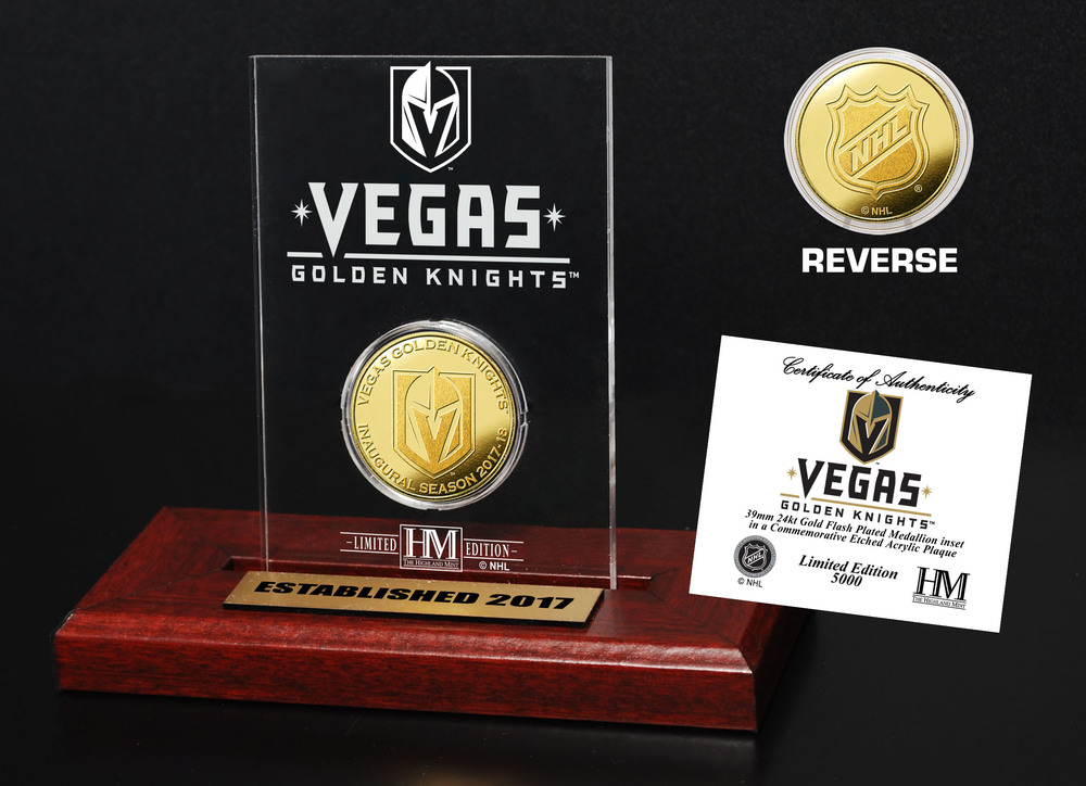 Serial #1! Vegas Golden Knights Gold Coin Etched Acrylic