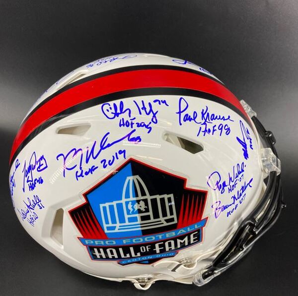 HOF - Multi Signed Replica HOF Speed Helmet Signed by over 12 Players In...