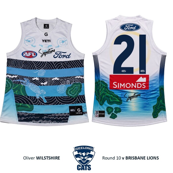 Photo of Oliver Wiltshire #21 Geelong Cats 2026 First Nations Clash Guernsey