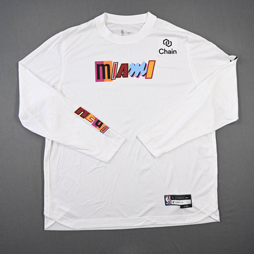 Image of Oladipo, Victor - Miami Heat - Game-Issued City Edition Long-Sleeved Shooting Shirt - 2022-23 NBA Season