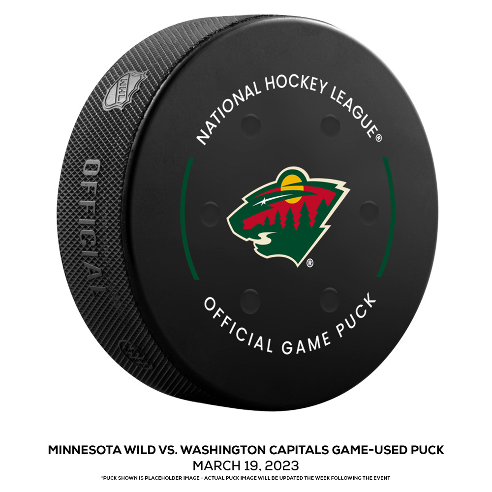Minnesota Wild GameUsed Puck vs. Washington Capitals on March 19, 2023