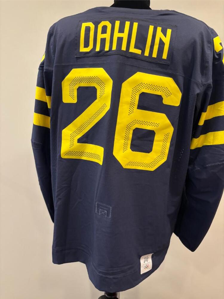 Rasmus Dahlin Sweden Game-Used Blue Jersey worn v. Slovakia on February 14, 2026, as a part of the 2026 Milano Cortina Winter Games.