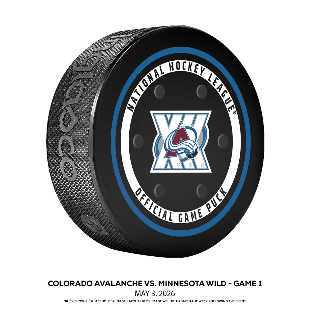 Minnesota Wild vs. Colorado Avalanche Game-Used Puck from Game 1 of the Second Round of the 2026 Stanley Cup Playoffs on May 3, 2026