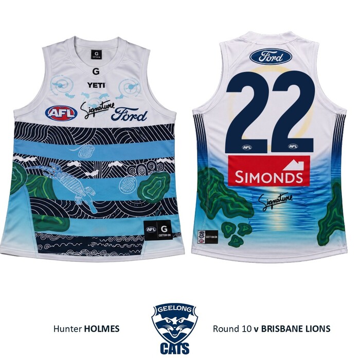 Photo of Hunter Holmes #22 Geelong Cats 2026 First Nations Clash Guernsey
