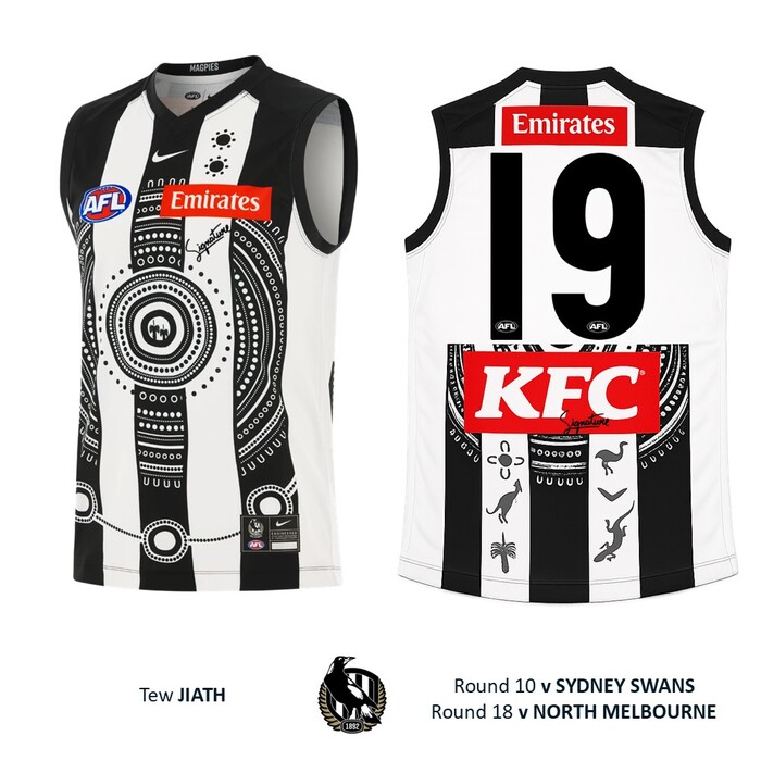 Photo of Tew Jiath #19 Collingwood 2026 Indigenous Player-Issue Guernsey