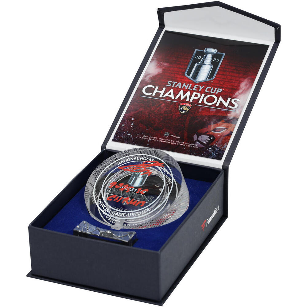 Sergei Bobrovsky Florida Panthers Autographed 2025 Stanley Cup Champions Crystal Puck with 