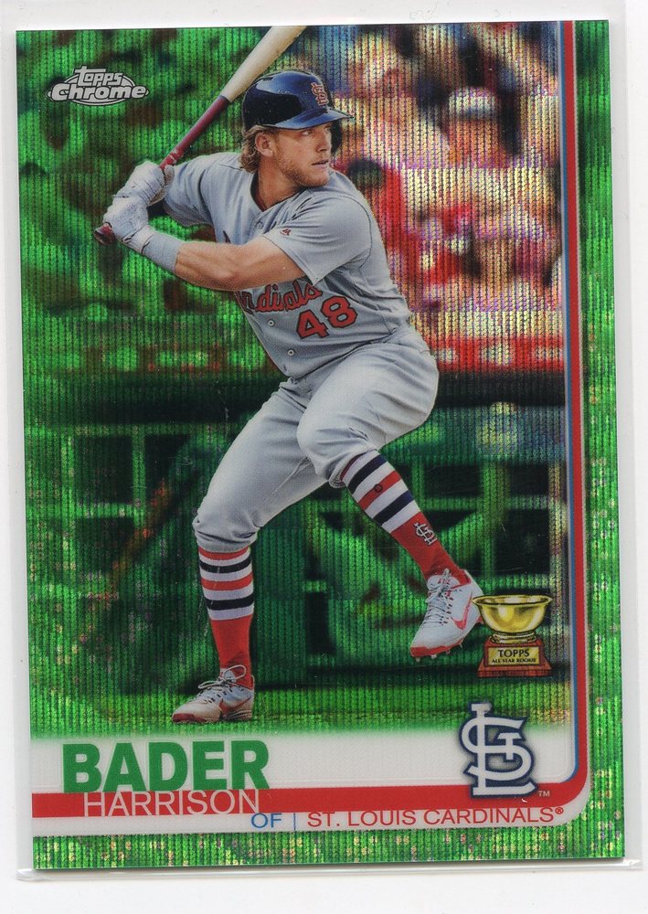 2019 Topps Chrome Green Wave Refractors #13 Harrison Bader 69/99