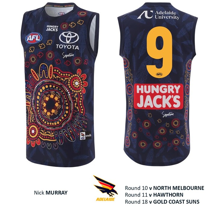 Photo of Nick Murray #9 Adelaide Crows 2026 First Nations Player-Issue Guernsey