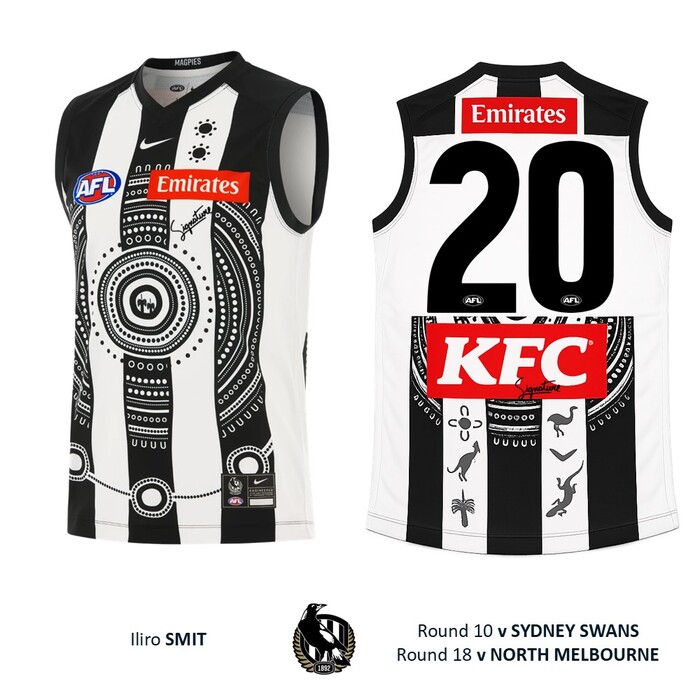 Photo of Iliro Smit #20 Collingwood 2026 Indigenous Player-Issue Guernsey