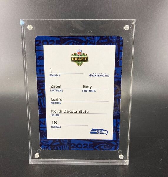 NFL - Seahawks Grey Zabel Special Edition 2025 Draft Card 2 of 2