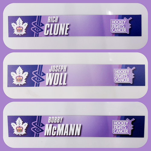 Toronto Marlies Hockey Fights Cancer Locker Room Nameplates