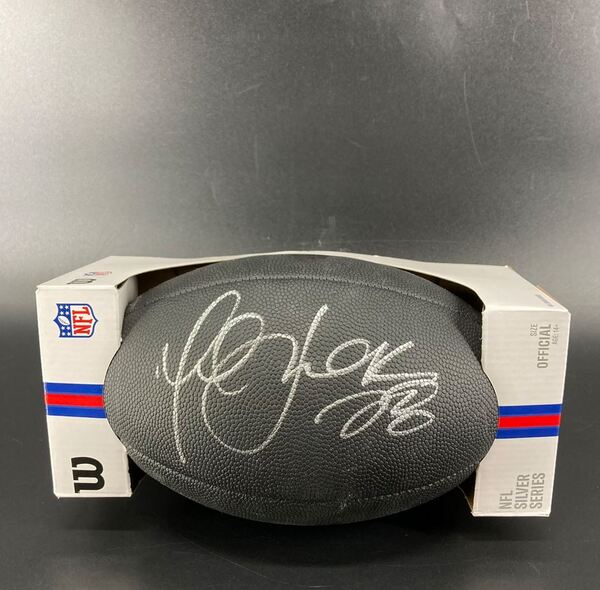 HOF - Rams Marshall Faulk Signed Black Football With Metallic Rams Logo