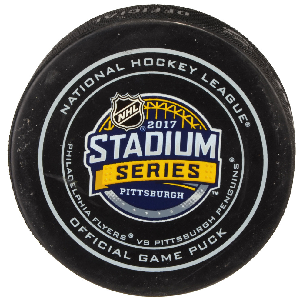 2017 Stadium Series Pittsburgh Penguins vs. Philadelphia Flyers Game-Used Puck, First Collected Puck