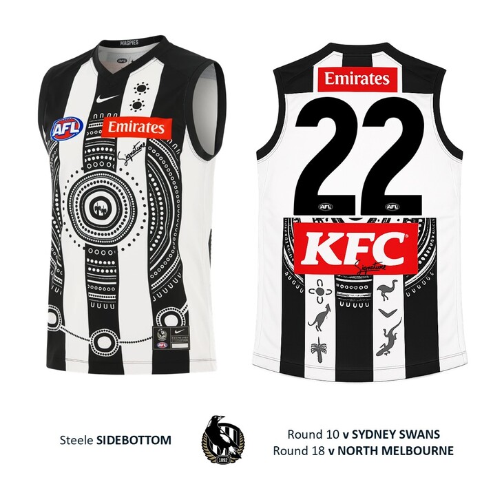 Photo of Steele Sidebottom #22 Collingwood 2026 Indigenous Match-Worn Guernsey